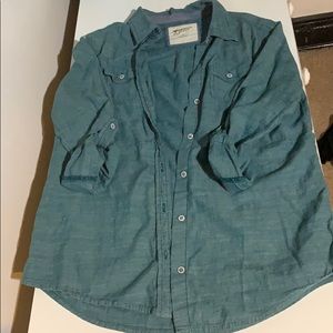 Teal button down shirt